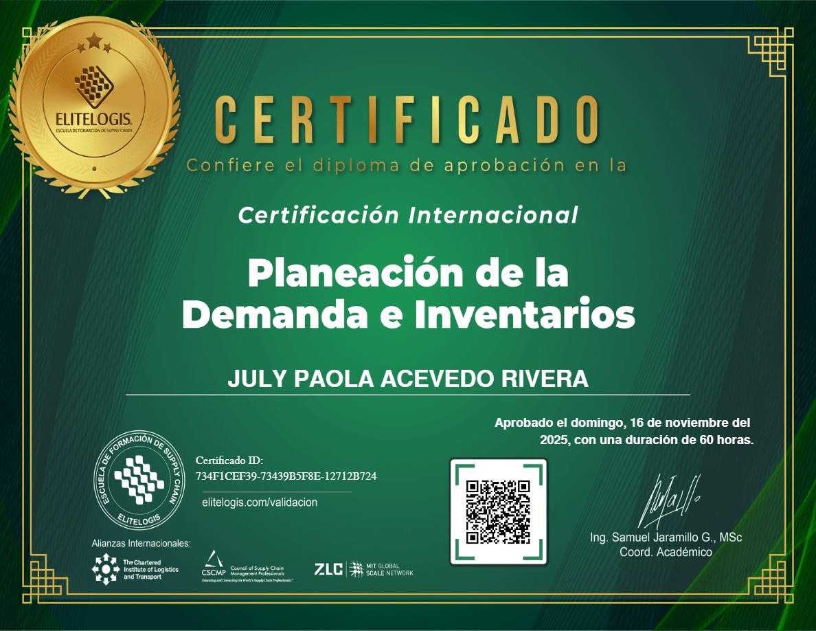 Certificado de July Paola Acevedo Rivera