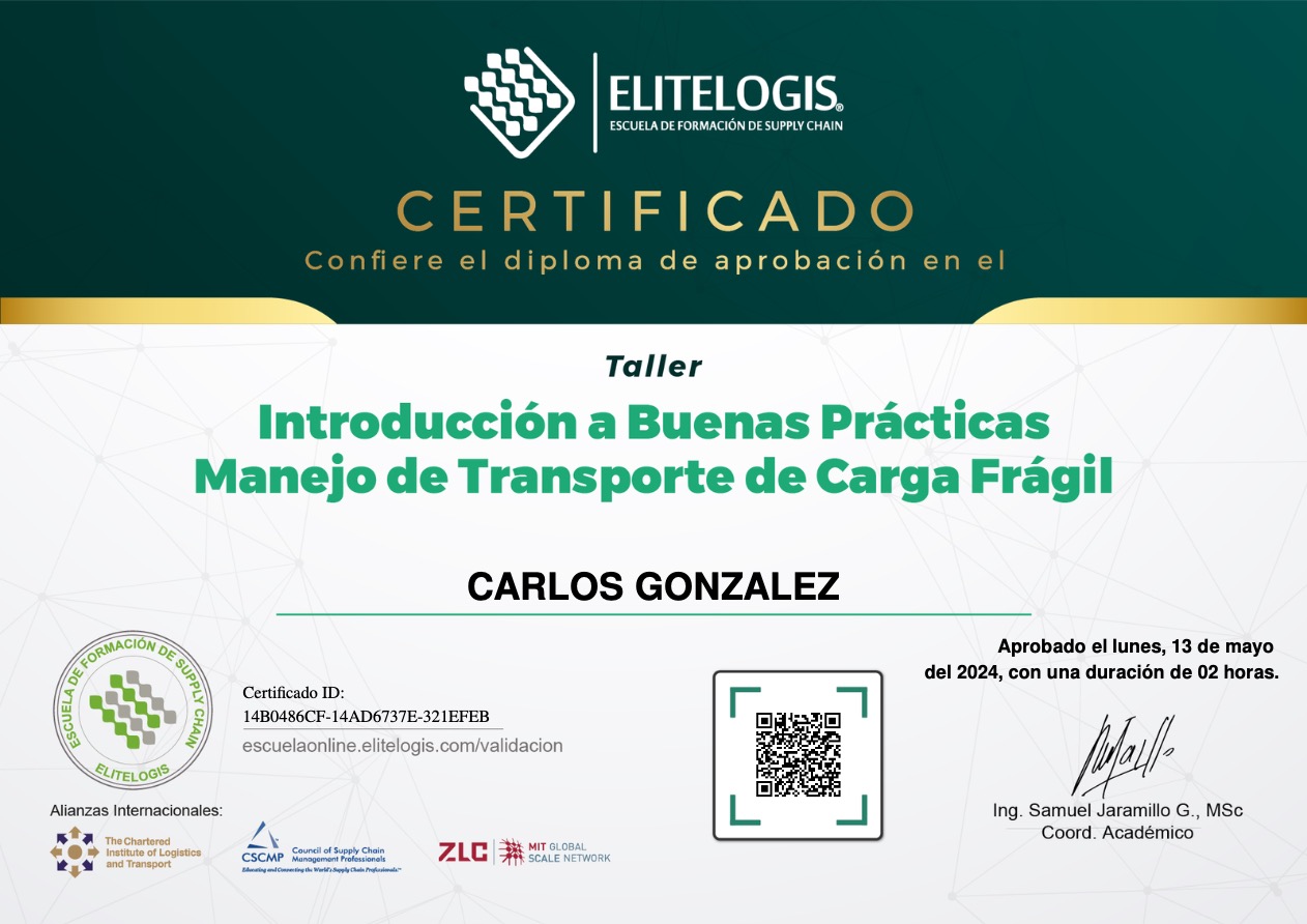 Certificado de Carlos Gonzalez