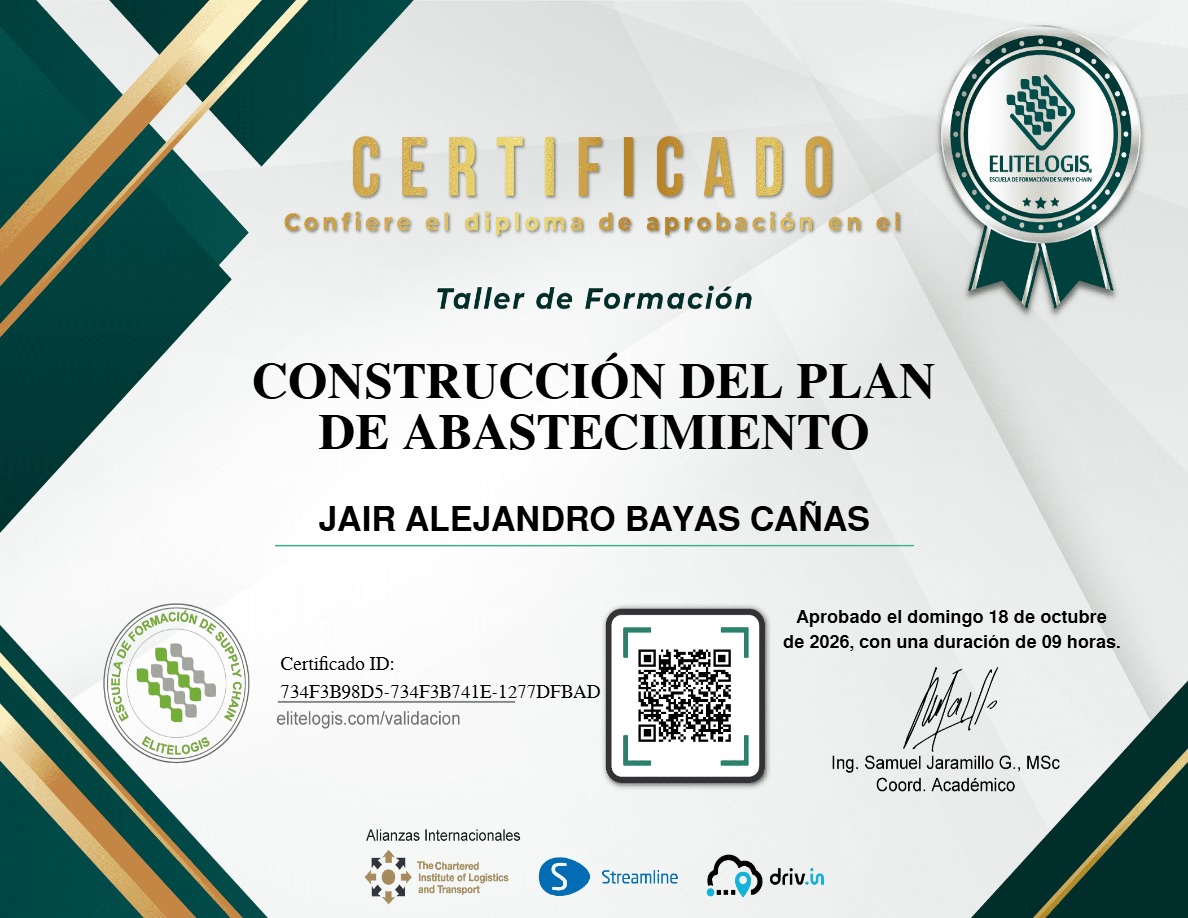 Certificado de Jair Alejandro Bayas Cañas
