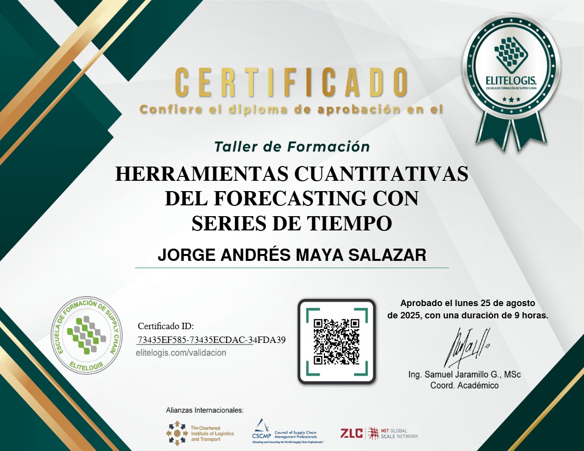 Certificado de Jorge Andrés Maya Salazar