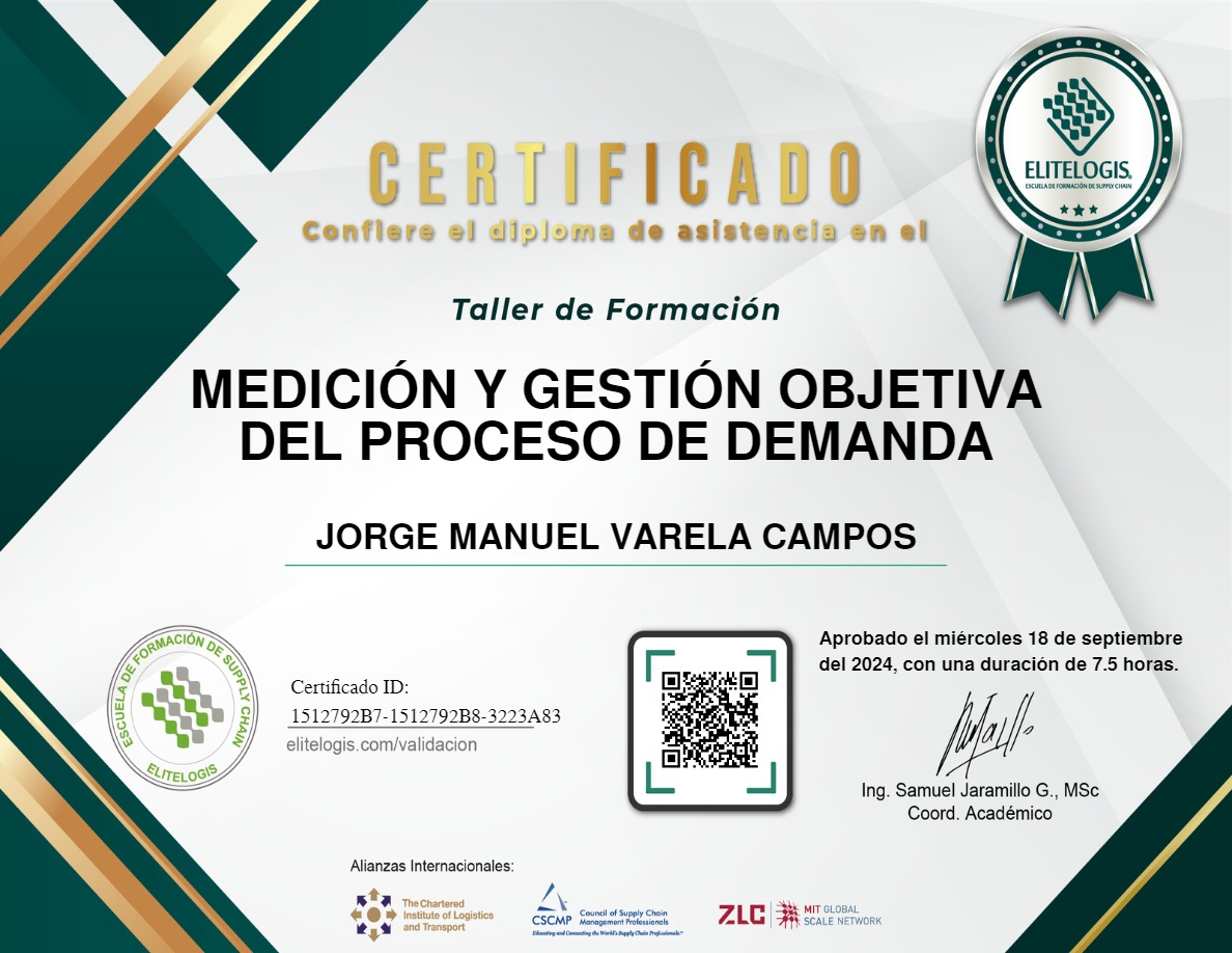 Certificado de Jorge Manuel Varela Campos