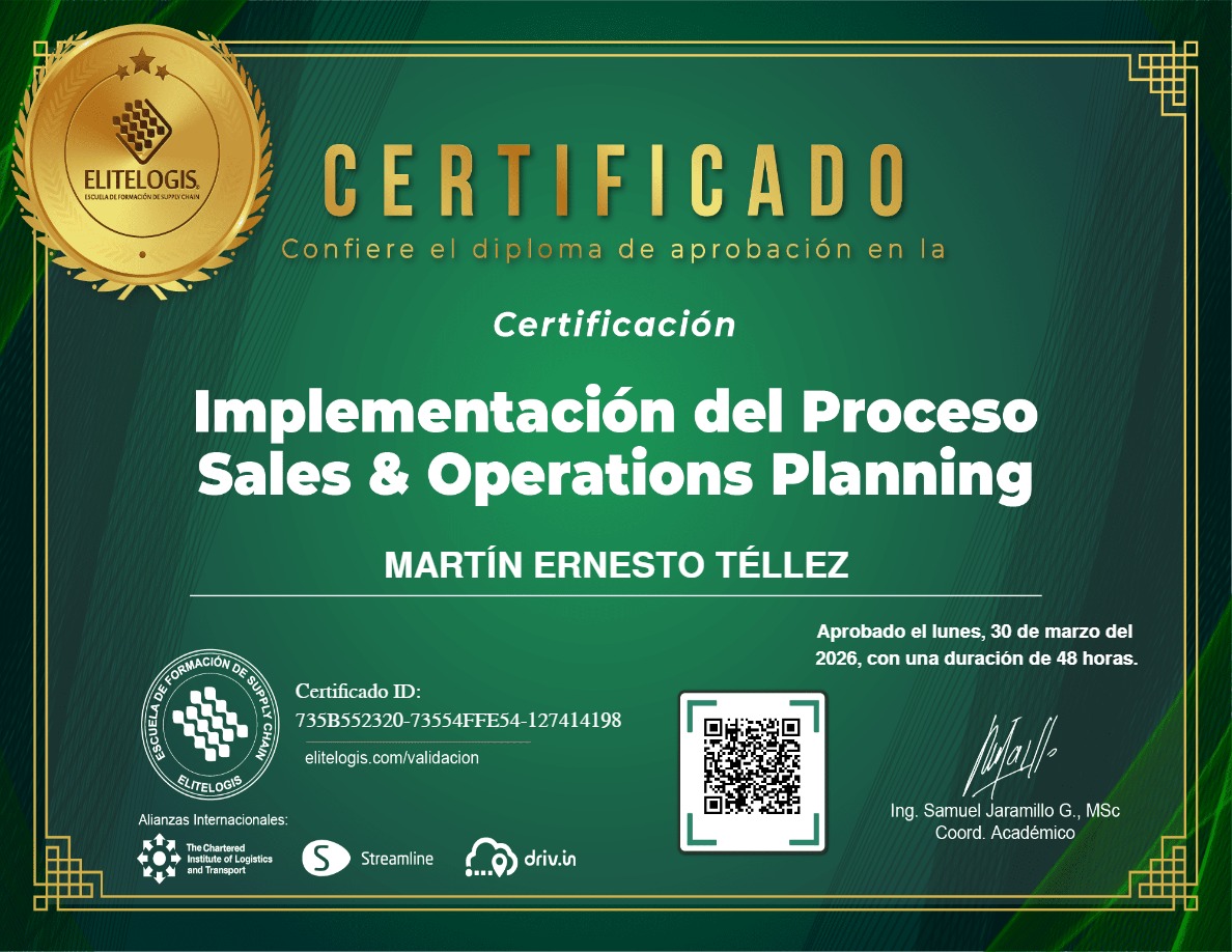 Certificado de Martín Ernesto Téllez