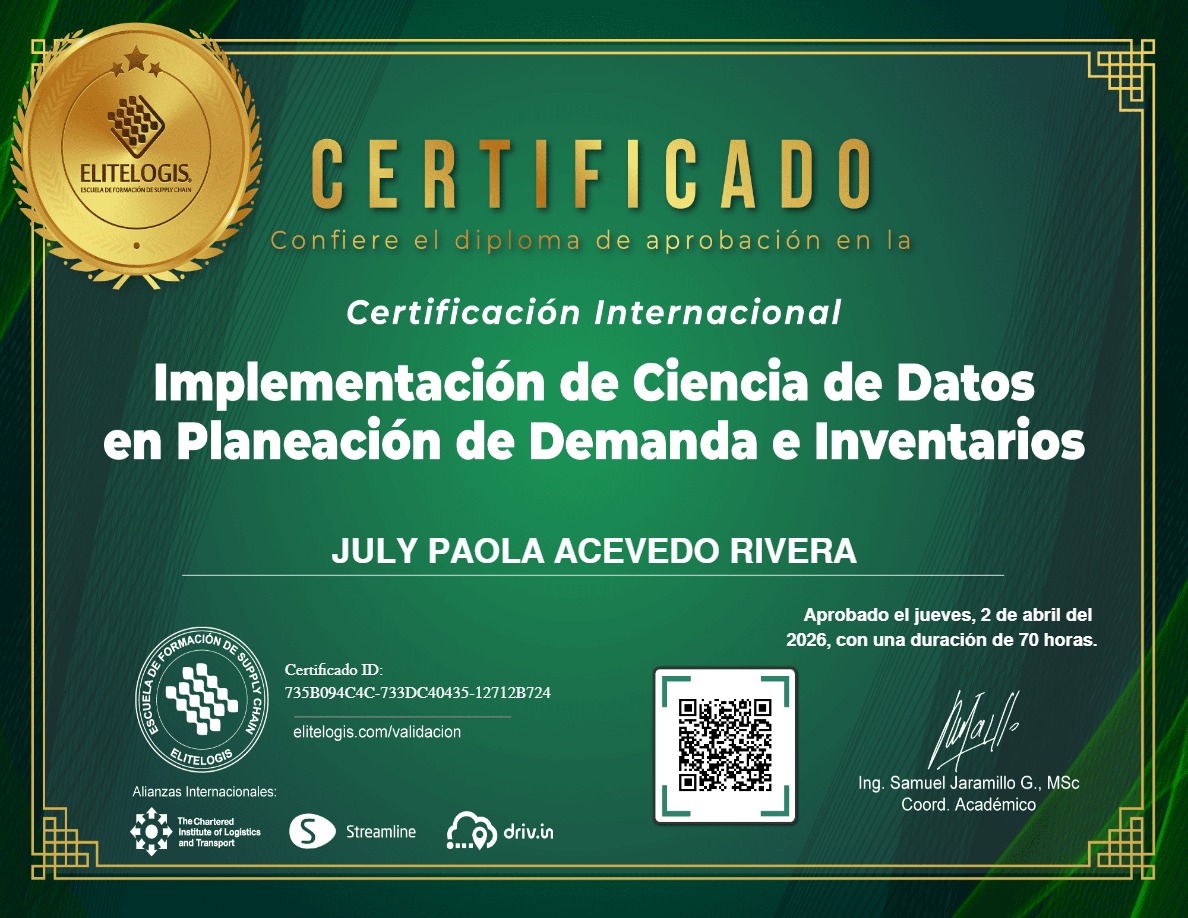 Certificado de July Paola Acevedo Rivera